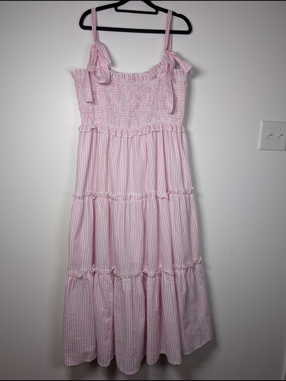 Simply Southern Pink Seersucker Smocked Maxi Dress Cottagecore XXL - Picture 9 of 11